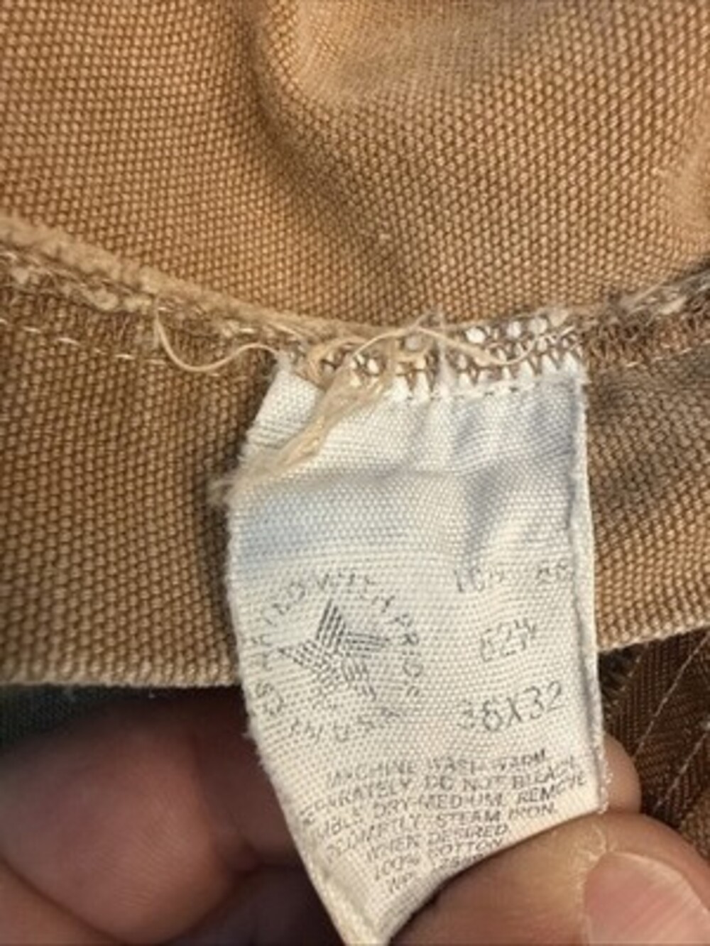 Vintage 90s Carhartt Double Knee Duck Canvas Work Pants Tan 36 X 32 - Picture 13 of 16